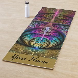 Trippy Patterned Colourful Abstract Fractal Name Yoga Mat