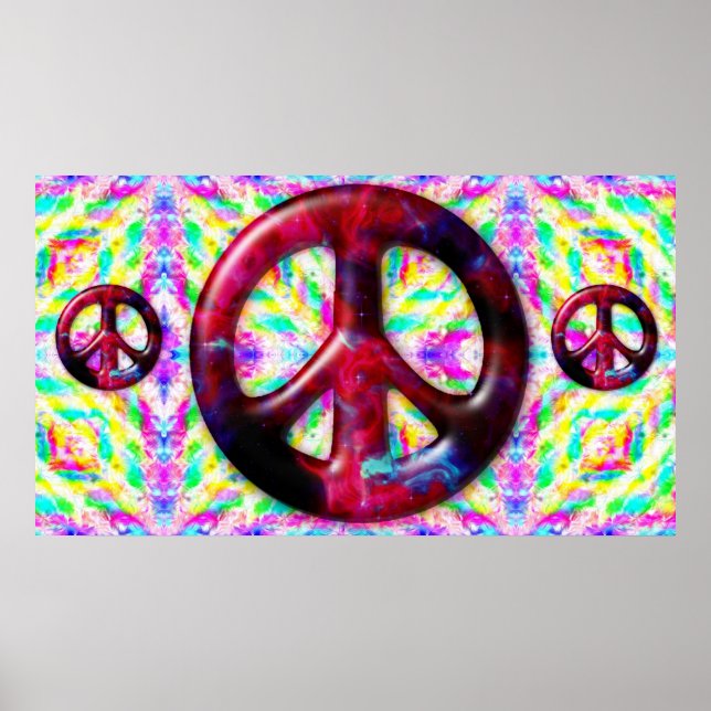 Trippy Peace Sign Fractal Poster Print (Front)