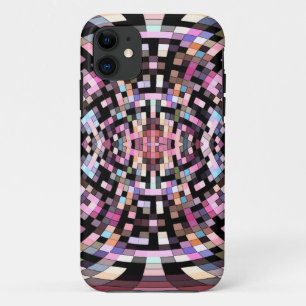 Trippy Pink and Black Geometric iPhone 11 Case