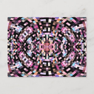 Trippy Pink and Black Geometric Postcard
