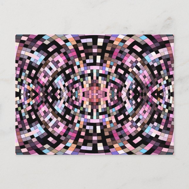 Trippy Pink and Black Geometric Postcard (Front)