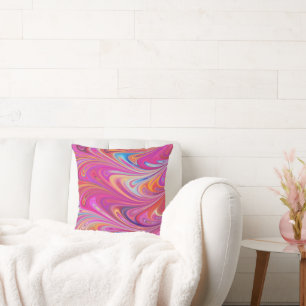 Trippy Pink and Orange Swirly Design Cushion