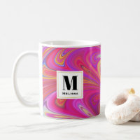 Trippy Pink and Orange Swirly Design Monogram