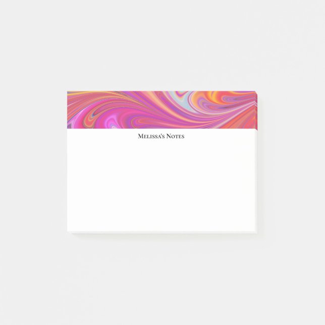 Trippy Pink and Orange Swirly Design Post-it Notes (Front)