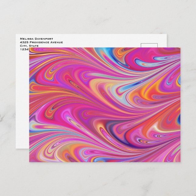 Trippy Pink and Orange Swirly Design Postcard (Front/Back)