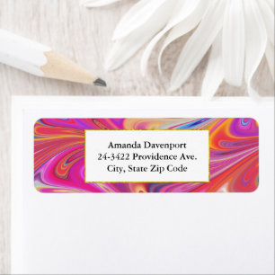 Trippy Pink and Orange Swirly Design Return Address Label
