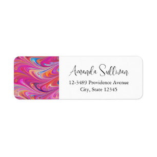 Trippy Pink and Orange Swirly Design Return Address Label