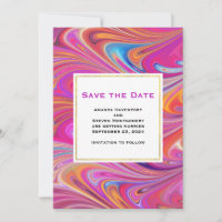 Trippy Pink and Orange Swirly Design Wedding