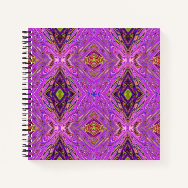 Trippy Pink and Purple Abstract Pattern Notebook (Front)