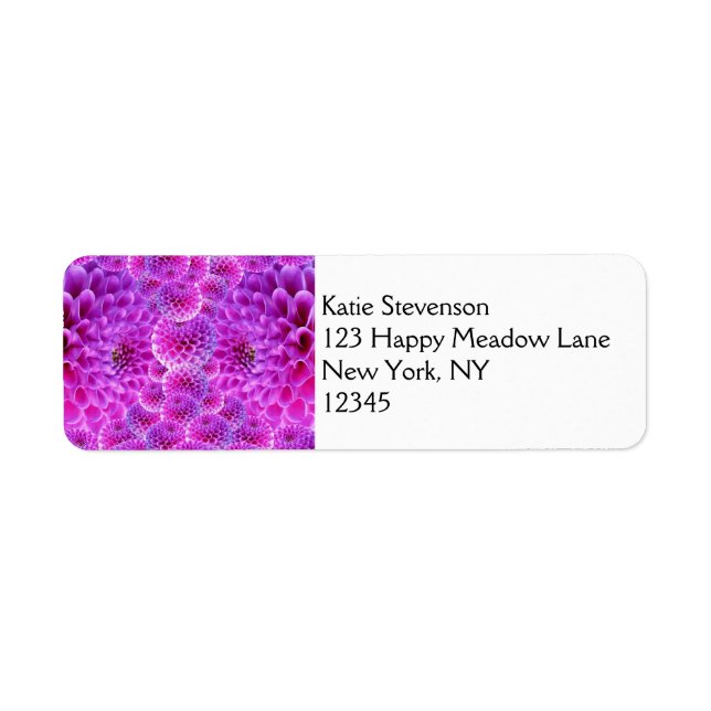Trippy Pink PomPom Dahlia Flowers Return Address Label (Front)