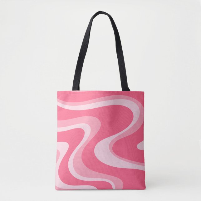 Trippy Pink Retro Abstract Swirl Pattern Tote Bag (Front)