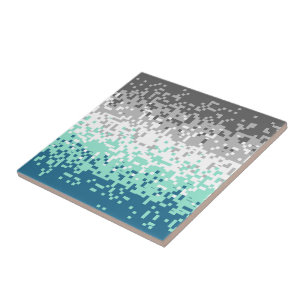 Trippy Pixelated Abstract Frayromantic Pride Flag Ceramic Tile