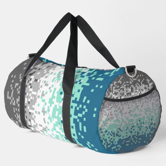 Trippy Pixelated Abstract Frayromantic Pride Flag  Duffle Bag (Right Corner)