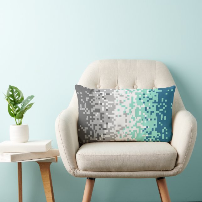 Trippy Pixelated Abstract Frayromantic Pride Flag Lumbar Cushion (Chair)