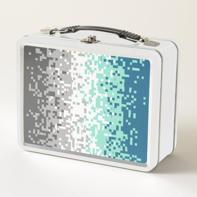 Trippy Pixelated Abstract Frayromantic Pride Flag Metal Lunch Box (Front)