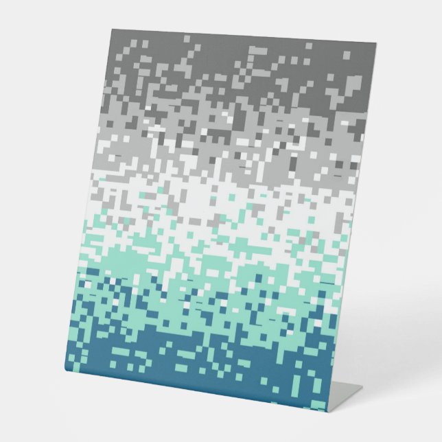 Trippy Pixelated Abstract Frayromantic Pride Flag Pedestal Sign (Front)