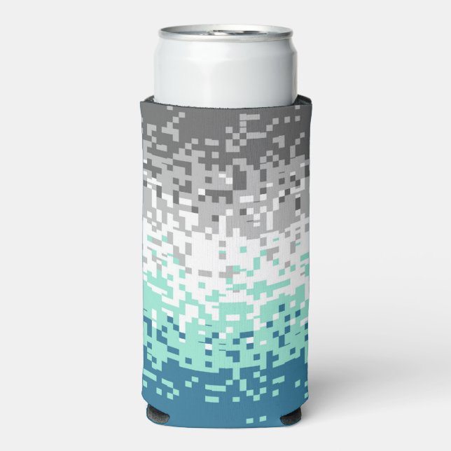 Trippy Pixelated Abstract Frayromantic Pride Flag Seltzer Can Cooler (Seltzer Front)