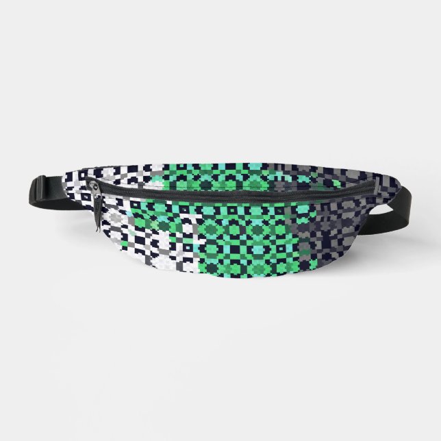 Trippy Pixelated Abstract Neutrois Pride Flag Bum Bags (Front)