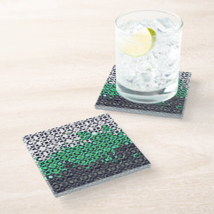 Trippy Pixelated Abstract Neutrois Pride Flag Glass Coaster