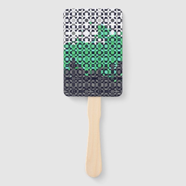 Trippy Pixelated Abstract Neutrois Pride Flag Hand Fan (Front)