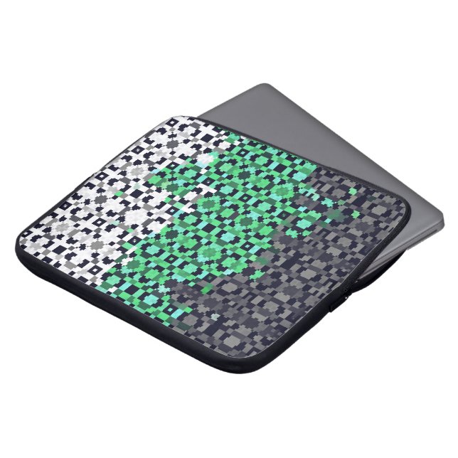 Trippy Pixelated Abstract Neutrois Pride Flag Laptop Sleeve (Front Top)