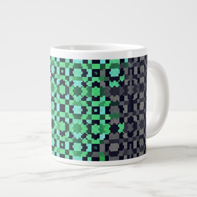 Trippy Pixelated Abstract Neutrois Pride Flag Large Coffee Mug (Front Right)