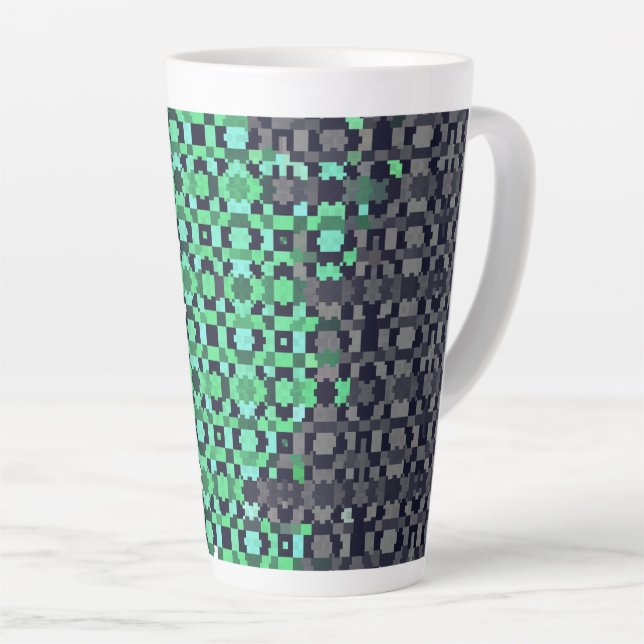 Trippy Pixelated Abstract Neutrois Pride Flag Latte Mug (Right Angle)