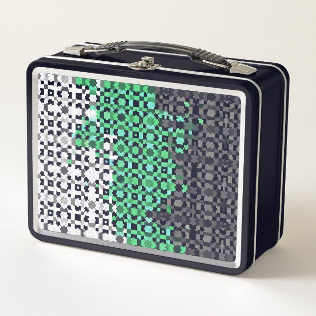 Trippy Pixelated Abstract Neutrois Pride Flag Metal Lunch Box (Front)