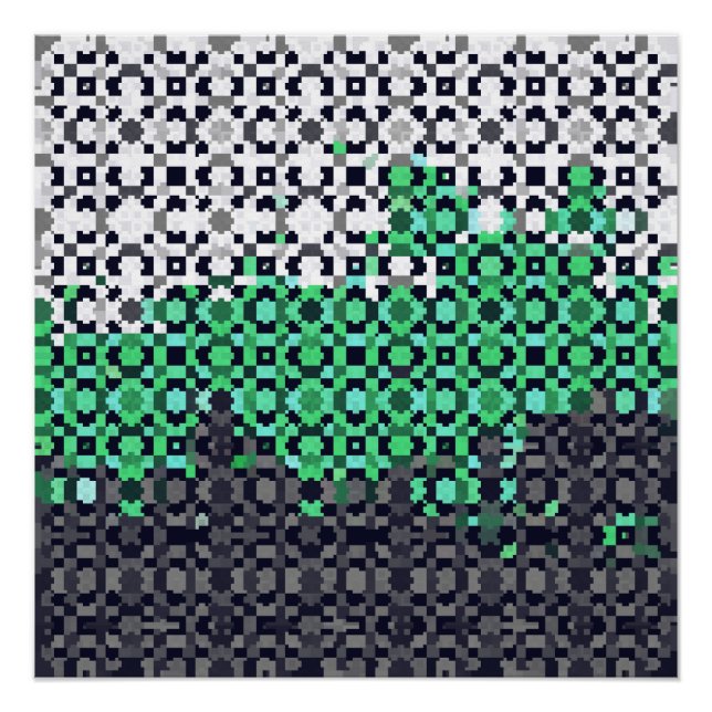 Trippy Pixelated Abstract Neutrois Pride Flag Poster (Front)