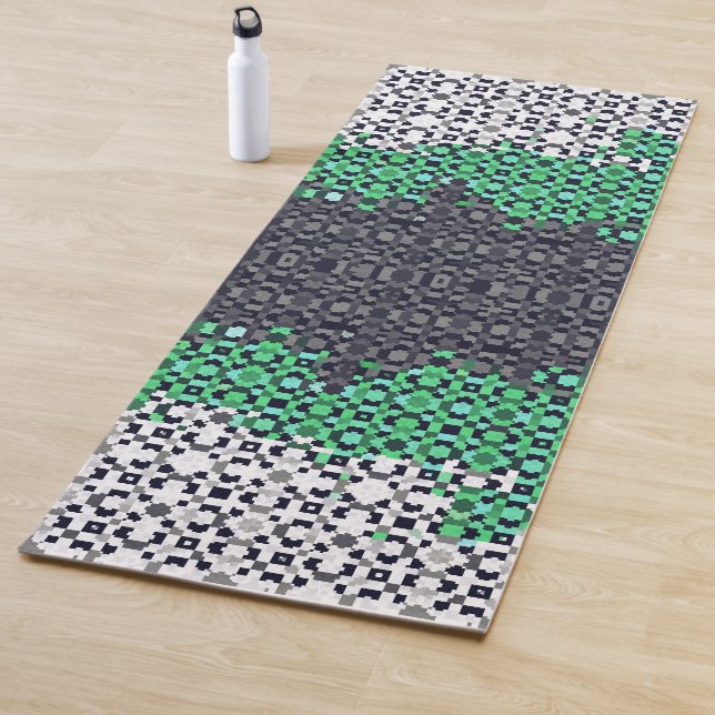 Trippy Pixelated Abstract Neutrois Pride Flag Yoga Mat (In Situ)
