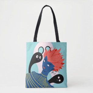 Trippy Psychedelic Alien Girl Tote Bag