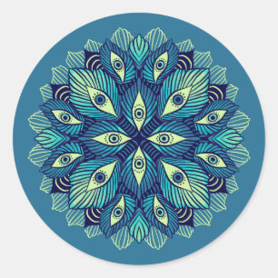 Trippy Psychedelic Eyes Floral Surreal Art Classic Round Sticker