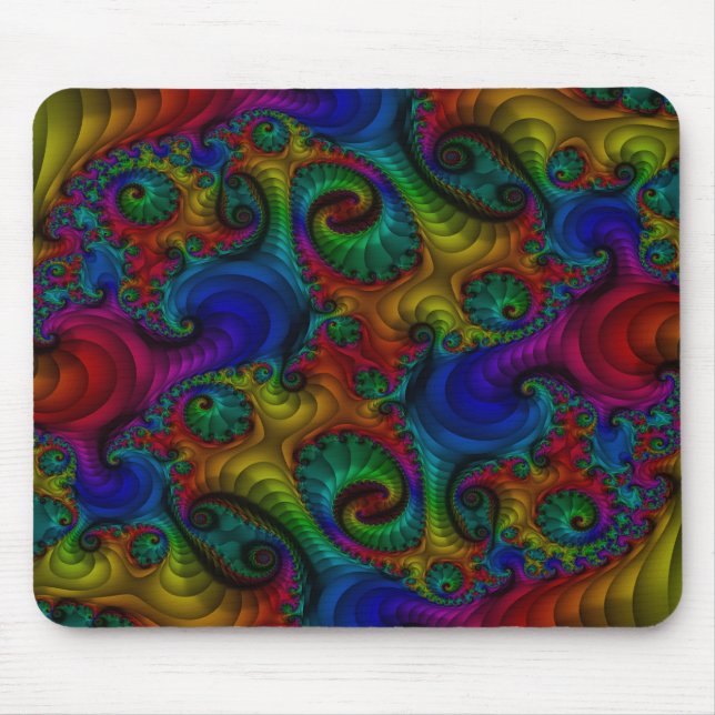 Trippy Psychedelic Fractal Rainbow Mousepad (Front)