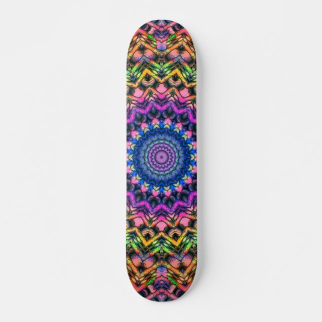 Trippy Psychedelic Kaleidoscope Skateboard (Front)