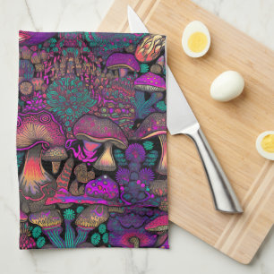 Trippy Psychedelic Mushroom Pattern Tea Towel