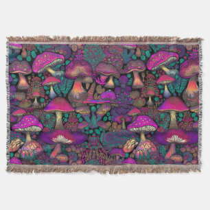 Trippy Psychedelic Mushroom Pattern  Throw Blanket