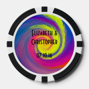 Trippy Psychedelic Rainbow Swirls Wedding Favour Poker Chips