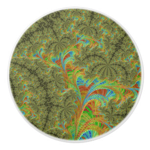 Trippy Psychedelic Spiral Fractal Art Ceramic Knob