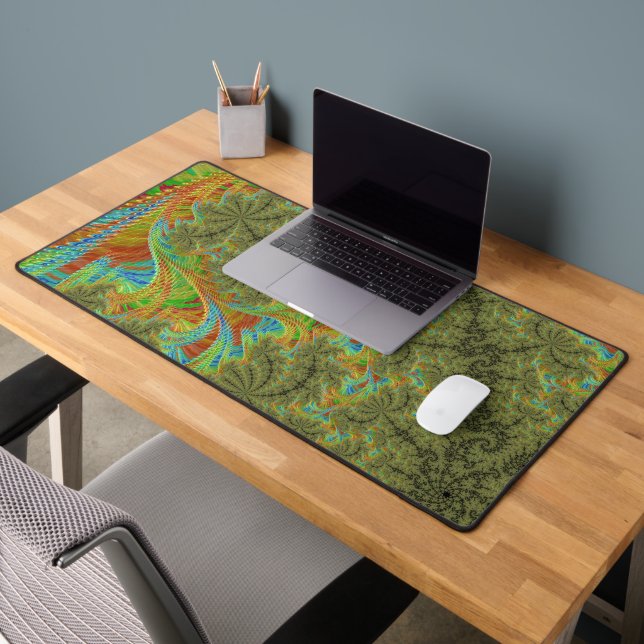 Trippy Psychedelic Spiral Fractal Art Desk Mat (Office 2)