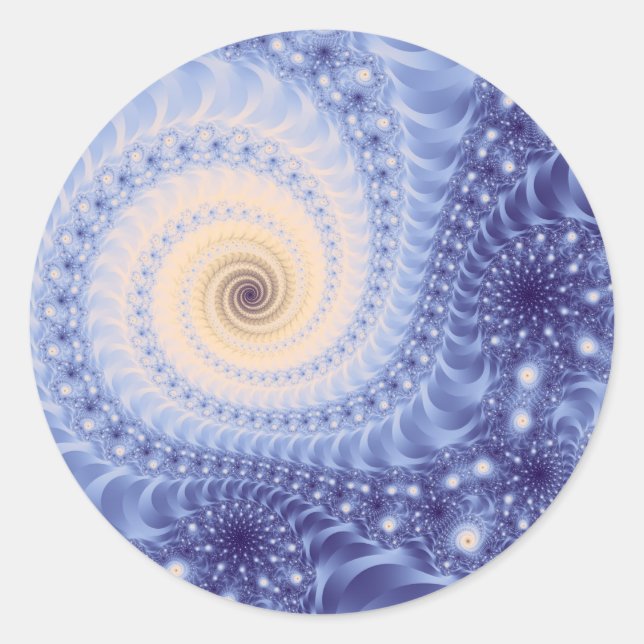 Trippy Psychedelic Starstorm Fine Fractal Classic Round Sticker (Front)