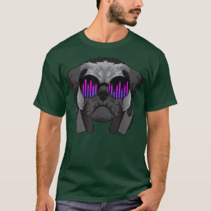 Trippy Pug Dog Wearing Music Sunglasses T-Shirt
