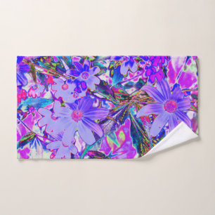 Trippy Purple and Magenta Colourful Wildflowers Hand Towel