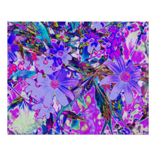 Trippy Purple and Magenta Colourful Wildflowers Poster