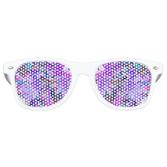 Trippy Purple and Magenta Colourful Wildflowers Retro Sunglasses (Front)