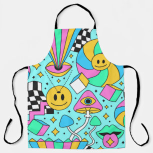 Trippy rainbow 60s pop psychedelic seamless patter apron