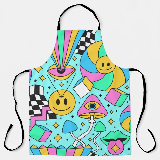 Trippy rainbow 60s pop psychedelic seamless patter apron (Front)
