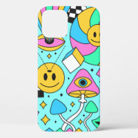 Trippy rainbow 60s pop psychedelic seamless patter