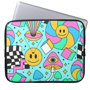 Trippy rainbow 60s pop psychedelic seamless patter laptop sleeve