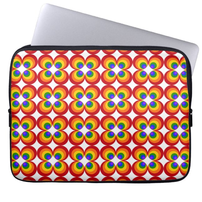 Trippy Rainbow Flowers Laptop Sleeve (Front)