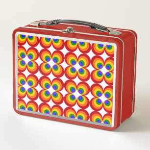 Trippy Rainbow Flowers Metal Lunch Box